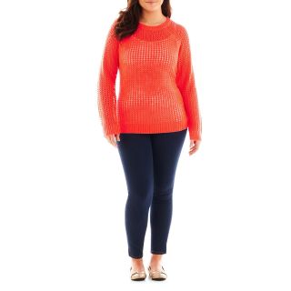 A.N.A Pointelle Sweater   Plus, Electric Coral, Womens