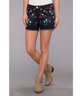 Stetson Front And Back Floral Embroidery Womens Shorts (Blue)