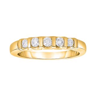 1/4 CT. T.W. Diamond 10K Yellow Gold Bar Band Ring, Womens