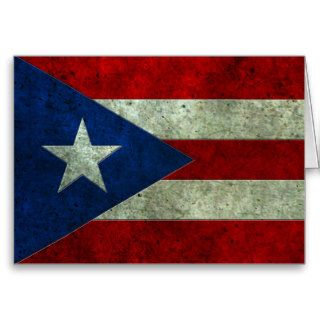 Puerto Rican Flag Aged Steel Effect Cards