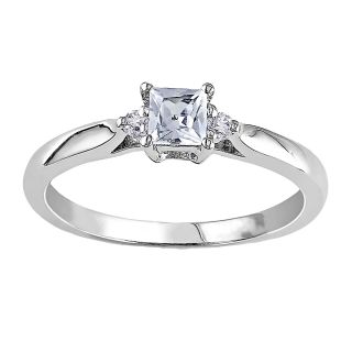 Lab Created White Sapphire & Diamond Accent Engagement Ring, Womens