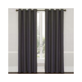 Eclipse Westbury Grommet Top Blackout Curtain Panel with Thermaweave, Charcoal