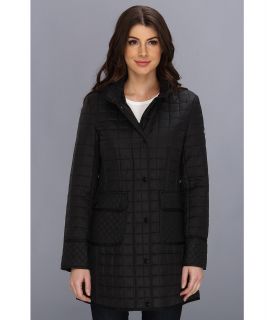 DKNY Quilted Jacket w/ Removable Hood Womens Coat (Black)