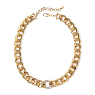 Decree Gold Tone Chunky Chain Necklace with Crystals