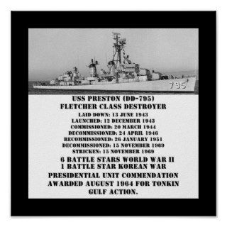 USS Preston (DD 795) Poster
