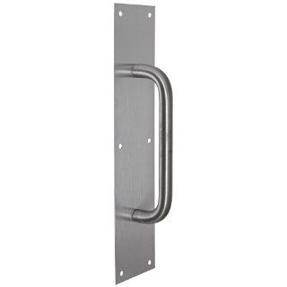 Rockwood 107 X 70B.26D Brass Pull Plate, 15" Height x 3 1/2" Width x 0.050" Thick, 8" Center to Center Handle Length, 3/4" Pull Diameter, Satin Chrome Plated Finish Hardware Handles And Pulls