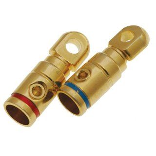 Absolute GRT108B Pair 8 Gauge Chrome Power Ring Terminal  Vehicle Amplifier Power Cable Terminals 