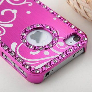 Hanicase Rose Pink Chrome Bling Crystal Rhinestone Hard Case Skin Cover for Apple iPhone 4 4S 4G with Hanicase Design Stylus Pen Cell Phones & Accessories