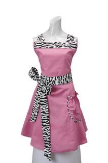 Grandway Honduras The Betty Designer Apron Pink with Zebra Ties   Kitchen Aprons