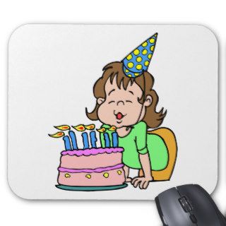 Birthday Girl Blows Out Birthday Cake Candles Mousepads
