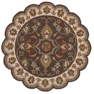 Transitional Hand Looped Brown Star Area Rug (49 X 49)