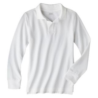 Cherokee Boys School Uniform Long Sleeve Pique Polo   True White XS