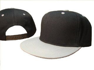 Black & Grey Vintage Style Snap Back Flat Bill Adjustable Baseball Cap Hat 