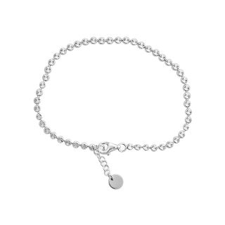 Sterling Silver Flat Bead Anklet, Womens