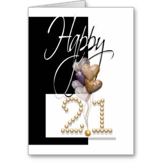 Happy 21st birthday balloons elegant greeting card