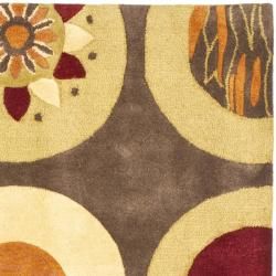 Handmade Soho Brown/ Multi New Zealand Wool Rug (6' Square) Safavieh Round/Oval/Square