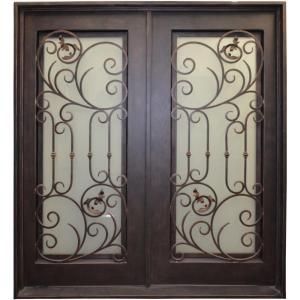 Trento Iron Doors 126W Full Lite Dark Bronze Wrought Iron Entry Door TR 126W