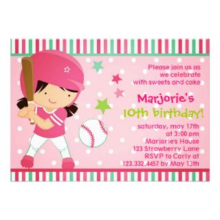 Softball Girl Pink Birthday Party Invitation