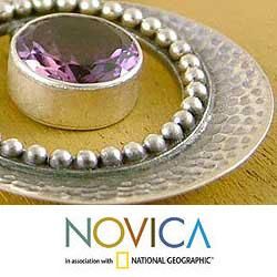 Sterling Silver 'Beautiful Essence' Amethyst Necklace (India) Novica Necklaces