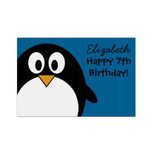 cute cartoon penguin with blue background lawn signs