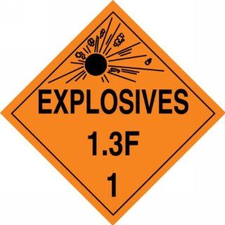 Accuform Signs MPL121VP25 Plastic Hazard Class 1/Division 3F DOT Placard, Legend "EXPLOSIVES 1.3F 1" with Graphic, 10 3/4" Width x 10 3/4" Length, Black on Orange (Pack of 25) Industrial Warning Signs