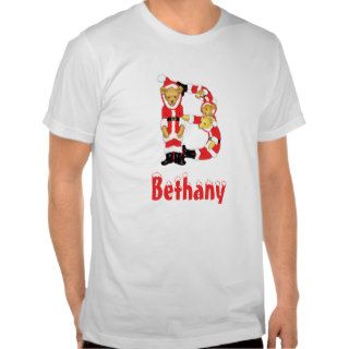 Your Name Here Custom Letter B Teddy Bear Santas T Shirts