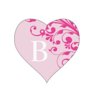 Wedding Hearts Letter B Monogram Pink Wedding Enve Heart Stickers