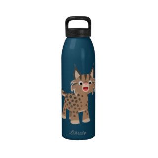 Cute Cartoon Happy Lynx Water Bottle