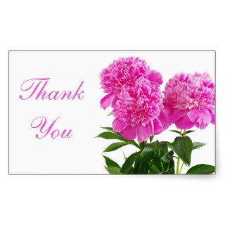 Thank You Pink Peony Flowers Bouquet Stickers