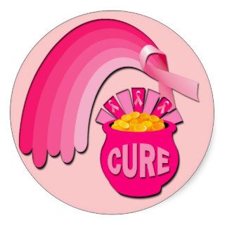 CURE Breast Cancer Ribbon and Rainbow Stickers