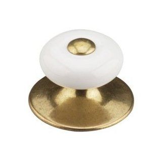 Richelieu Hardware Bp740ae30 Classic Metal & Ceramic Knob   740 In Antique English, White   Cabinet And Furniture Knobs  