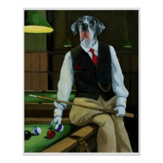 Dogs Playing Pool   Great Dane Poster