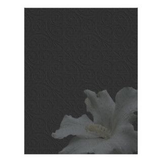 Embossed Hibiscus Black Floral Scrapbook Paper Letterhead