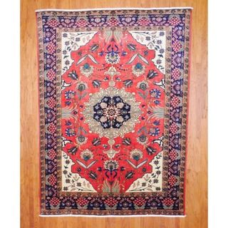 Persian Hand knotted Heriz Red/ Navy Wool Rug (7'6 x 10'4) 7x9   10x14 Rugs