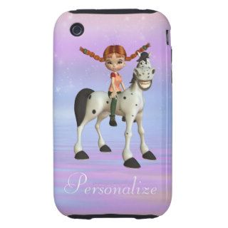 Girl & Happy Horse Personalized iPhone 3/3GS iPhone 3 Tough Covers