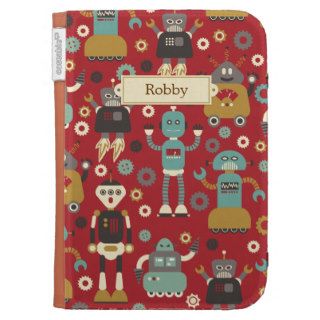 Retro Robots (Red) Caseable Case Kindle 3 Cover