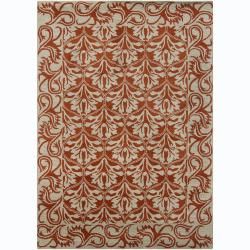 Hand tufted Mani Floral Beige Wool Rug (7' x 10') 7x9   10x14 Rugs