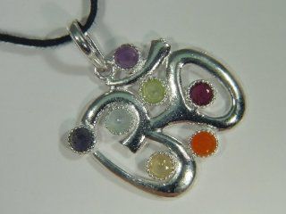 Silver Ohm 7 Chakra Amulet Facet Gemstone Accents Pendant Necklace  Other Products  
