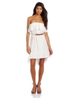 My Michelle Juniors Lace High Low Dress, White, Large
