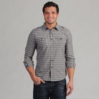 191 Unlimited Men's Camper Sleeve Black Plaid Shirt 191 Unlimited Casual Shirts