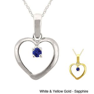 10k Gold Round shape Birthstone Heart Necklace Gemstone Necklaces