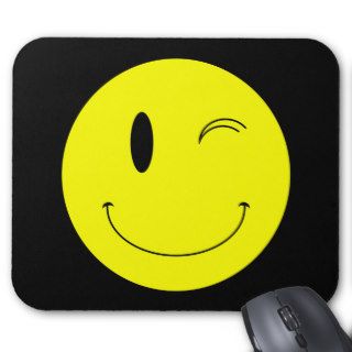 KRW Yellow Winking Smiley Face Mouse Pad