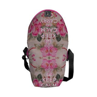 Girly keep calmVintage pink elegant floral roses Messenger Bag