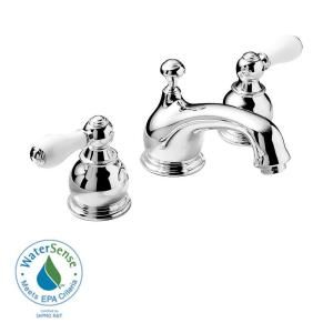 American Standard Hampton 8 in. Widespread 2 Handle Low Arc Bathroom Faucet in Chrome with Porcelain Levers 7871.712.002