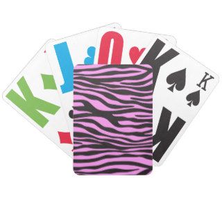 Animal Print, Zebra Stripes   Black Pink Bicycle Card Decks