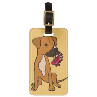 XX  Boxer Mix Rescue Dog Eating Octopus Bag Tags