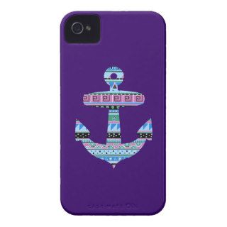Blue Purple Nautical Tribal Anchor iPhone 4 Case Mate Case