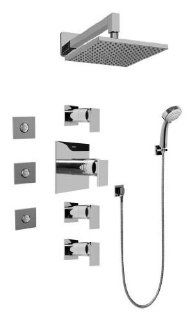 Graff GC1.132A LM31S SN T Satin Nickel Universal Contemporary Square Thermostatic Set with Body Sprays and Handshower   Trim Only   Tub And Shower Faucets  