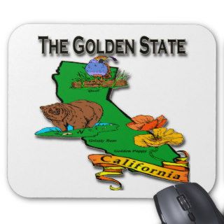 California The Golden State Bear Quail Poppy Mousepad