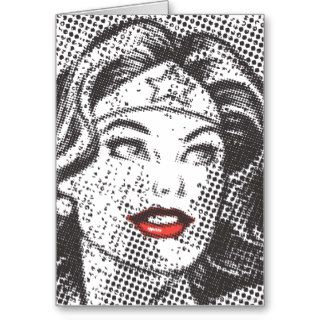 Wonder Woman Red Lips Greeting Cards